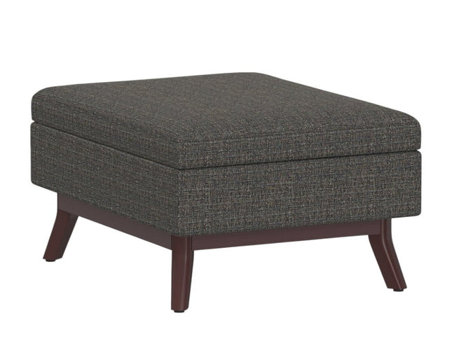 34" Ebony and Brown Fabric Cocktail Ottoman With Storage