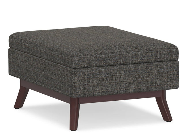 34" Ebony and Brown Fabric Cocktail Ottoman With Storage