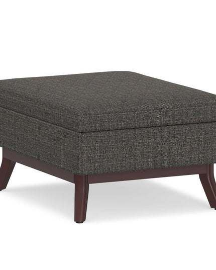 34" Ebony and Brown Fabric Cocktail Ottoman With Storage
