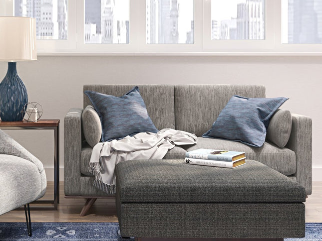 34" Ebony and Brown Fabric Cocktail Ottoman With Storage