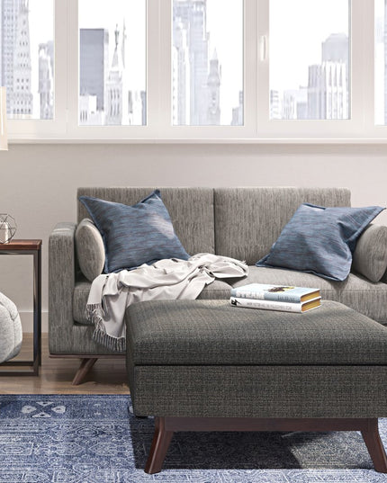 34" Ebony and Brown Fabric Cocktail Ottoman With Storage