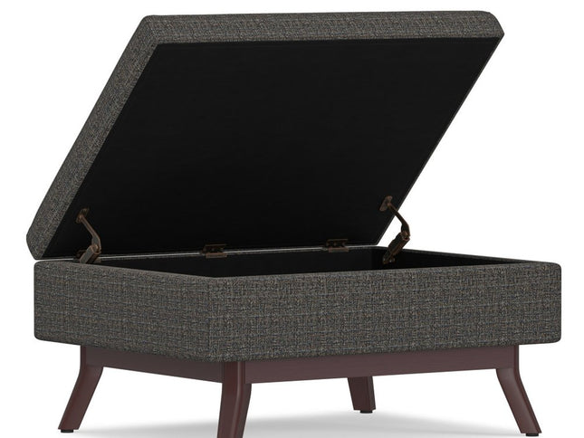 34" Ebony and Brown Fabric Cocktail Ottoman With Storage