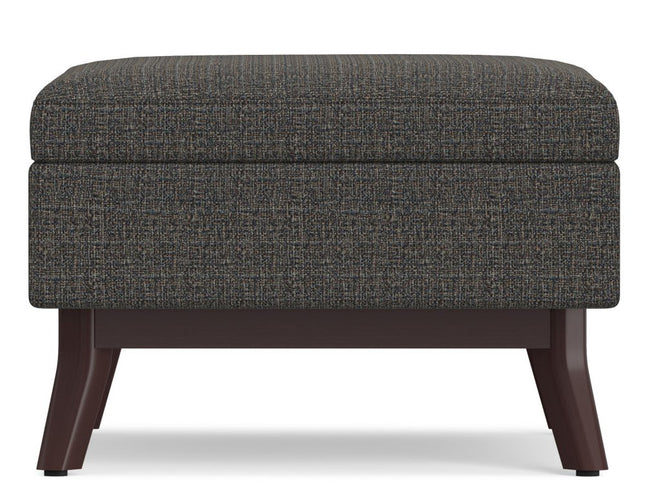 34" Ebony and Brown Fabric Cocktail Ottoman With Storage