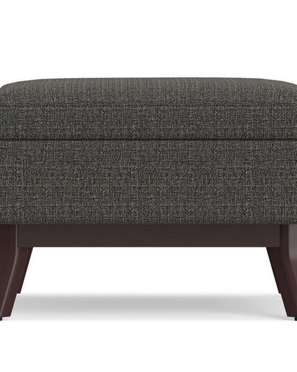 34" Ebony and Brown Fabric Cocktail Ottoman With Storage