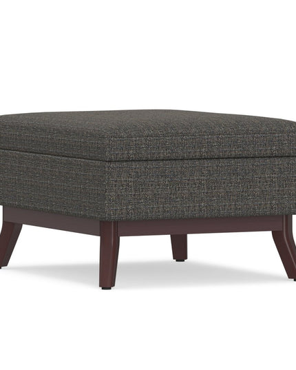 34" Ebony and Brown Fabric Cocktail Ottoman With Storage