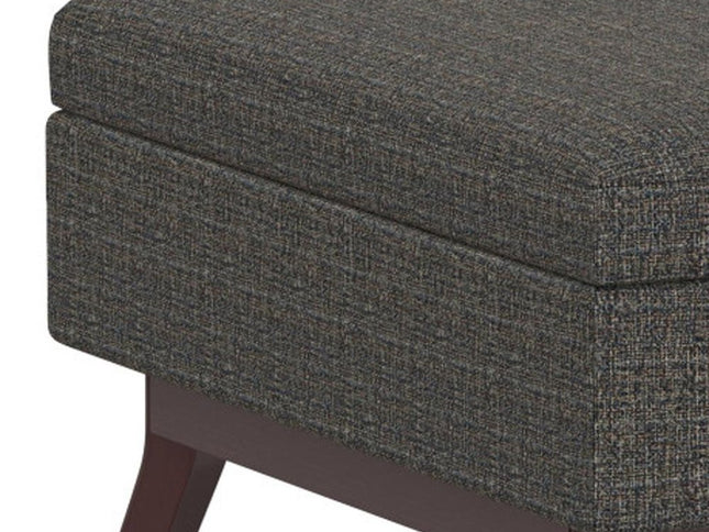 34" Ebony and Brown Fabric Cocktail Ottoman With Storage