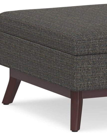 34" Ebony and Brown Fabric Cocktail Ottoman With Storage