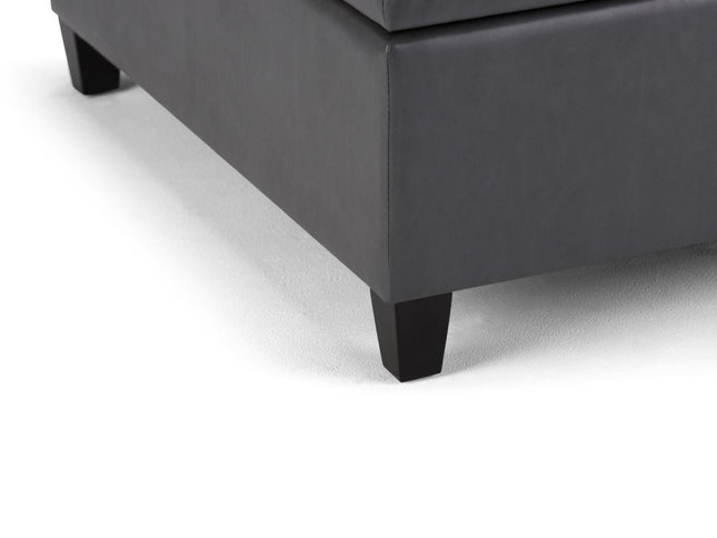 36" Gray and Espresso Leather Cocktail Ottoman With Storage