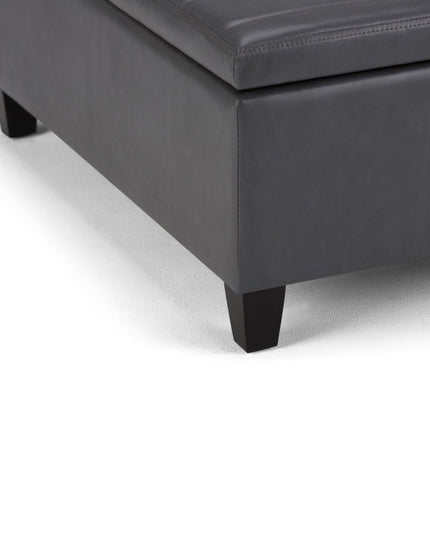 36" Gray and Espresso Leather Cocktail Ottoman With Storage