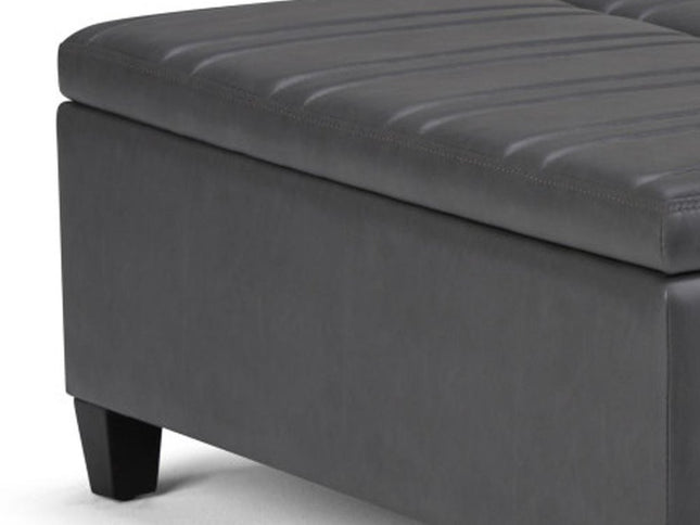 36" Gray and Espresso Leather Cocktail Ottoman With Storage