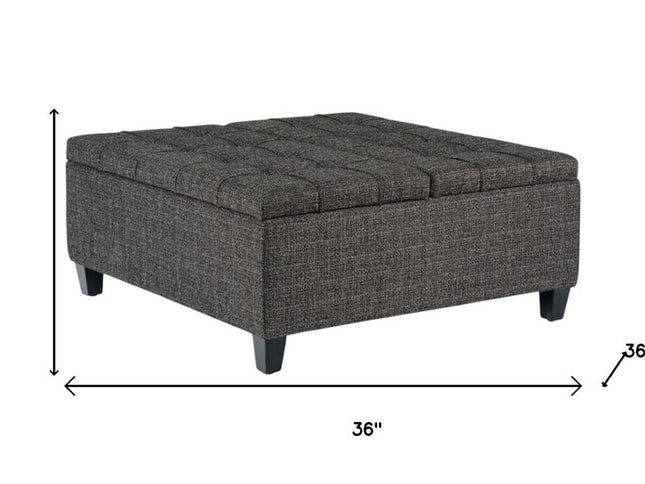 36" Ebony and Espresso Fabric Cocktail Ottoman With Storage