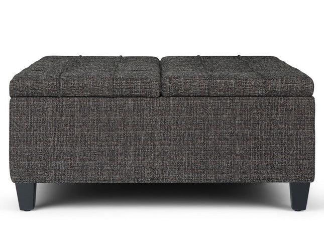 36" Ebony and Espresso Fabric Cocktail Ottoman With Storage