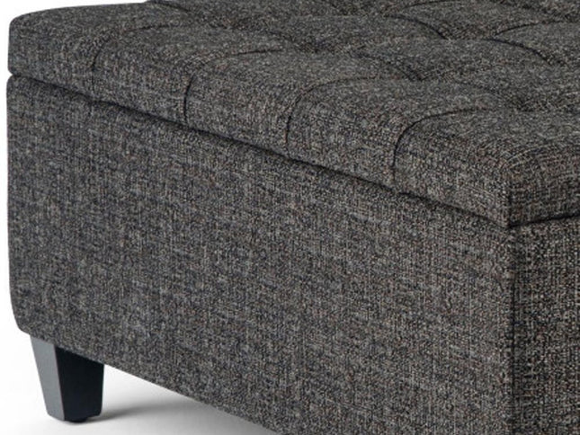 36" Ebony and Espresso Fabric Cocktail Ottoman With Storage