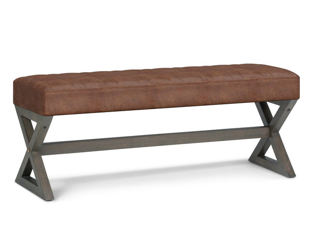 48" Brown Leather Ottoman