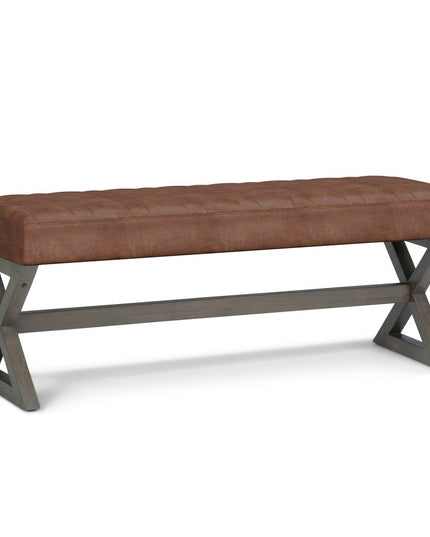 48" Brown Leather Ottoman