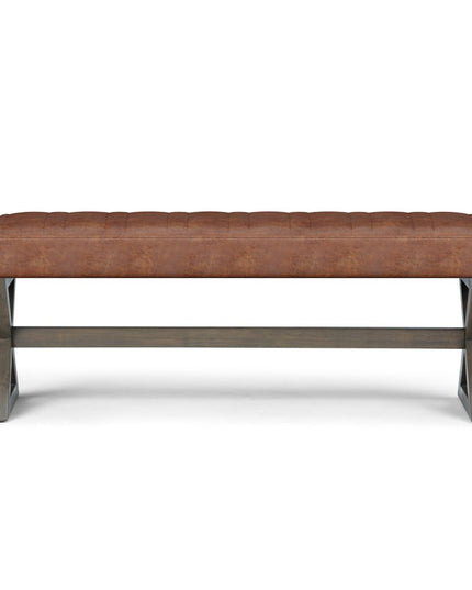 48" Brown Leather Ottoman