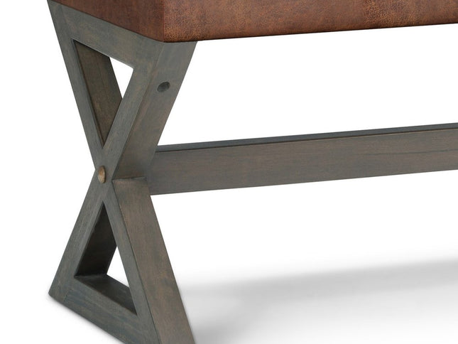 48" Brown Leather Ottoman