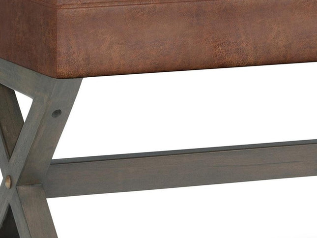 48" Brown Leather Ottoman