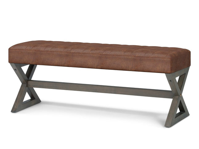 48" Brown Leather Ottoman