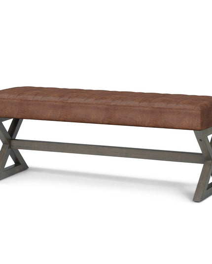 48" Brown Leather Ottoman