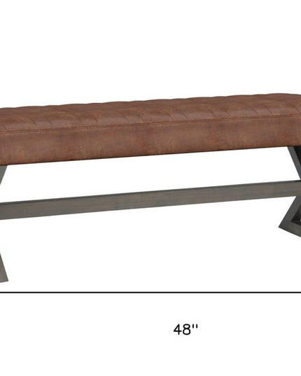 48" Brown Leather Ottoman