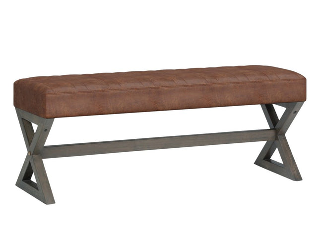 48" Brown Leather Ottoman