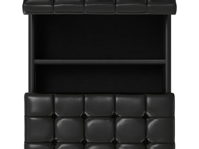 30" Black Leather Cocktail Ottoman With Storage