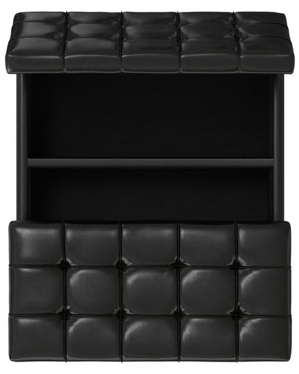 30" Black Leather Cocktail Ottoman With Storage