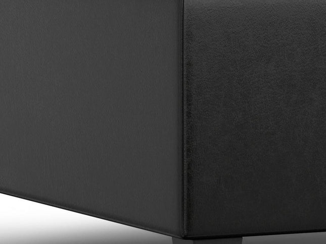 30" Black Leather Cocktail Ottoman With Storage