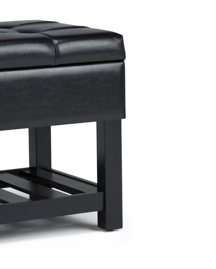 43" Black and Espresso Leather Ottoman With Storage