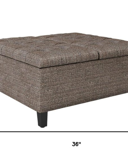 36" Brown and Dark Brown Fabric Cocktail Ottoman With Storage