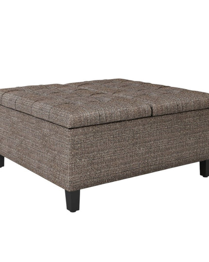 36" Brown and Dark Brown Fabric Cocktail Ottoman With Storage