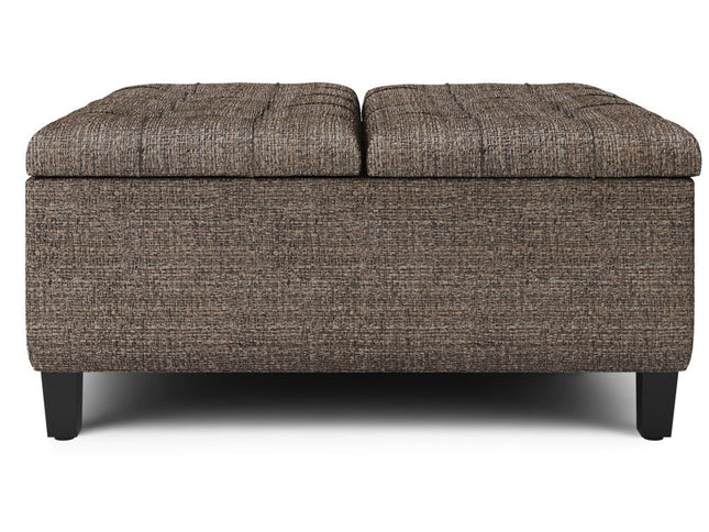 36" Brown and Dark Brown Fabric Cocktail Ottoman With Storage