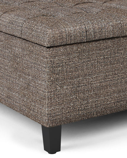 36" Brown and Dark Brown Fabric Cocktail Ottoman With Storage