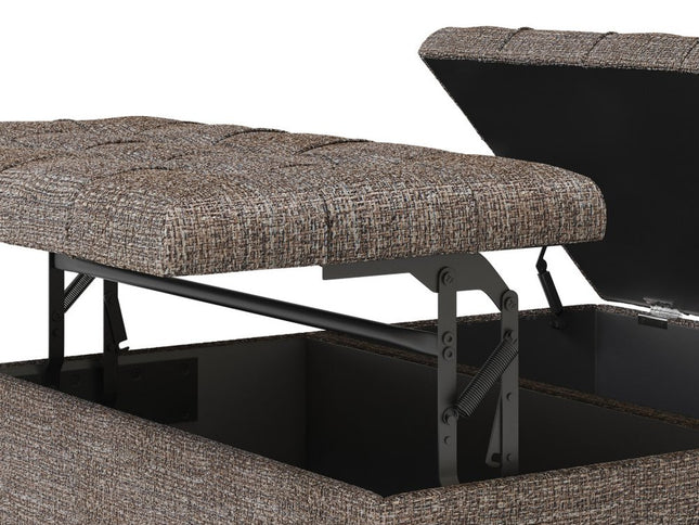 36" Brown and Dark Brown Fabric Cocktail Ottoman With Storage