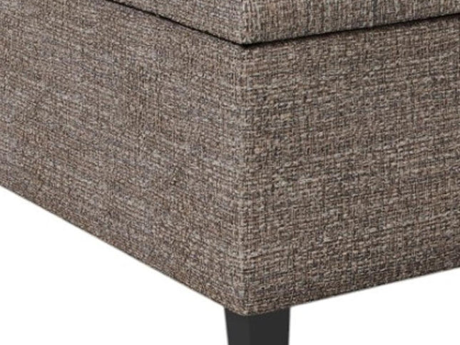 36" Brown and Dark Brown Fabric Cocktail Ottoman With Storage