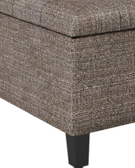 36" Brown and Dark Brown Fabric Cocktail Ottoman With Storage