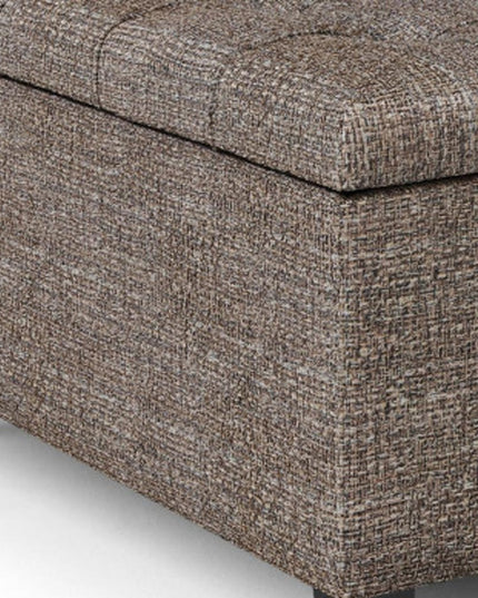 36" Brown and Dark Brown Fabric Cocktail Ottoman With Storage