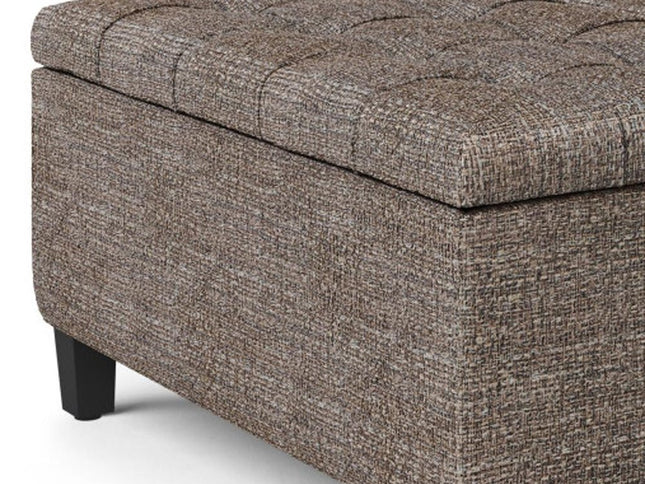 36" Brown and Dark Brown Fabric Cocktail Ottoman With Storage