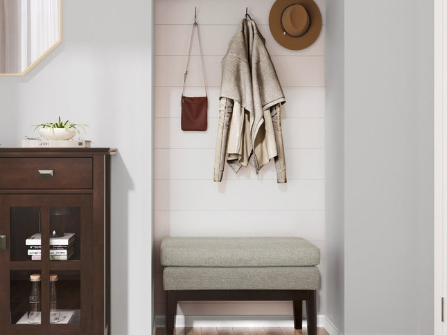 26" Gray and Dark Brown Fabric Ottoman