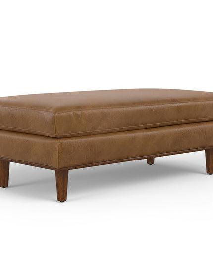 49" Brown Leather Cocktail Ottoman