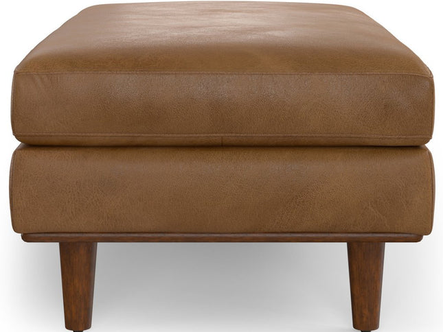 49" Brown Leather Cocktail Ottoman