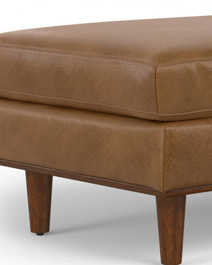 49" Brown Leather Cocktail Ottoman