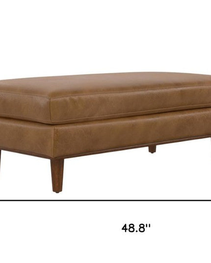 49" Brown Leather Cocktail Ottoman