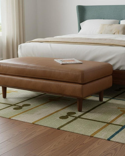 49" Brown Leather Cocktail Ottoman