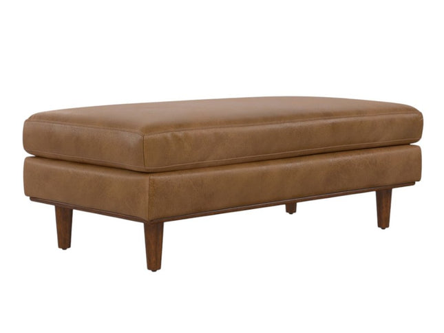 49" Brown Leather Cocktail Ottoman