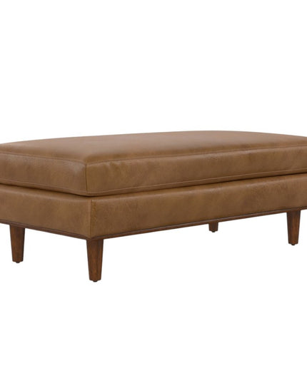 49" Brown Leather Cocktail Ottoman