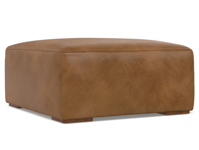 34" Brown Leather Ottoman