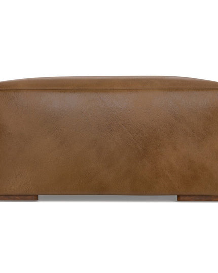34" Brown Leather Ottoman