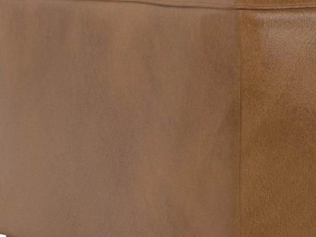 34" Brown Leather Ottoman